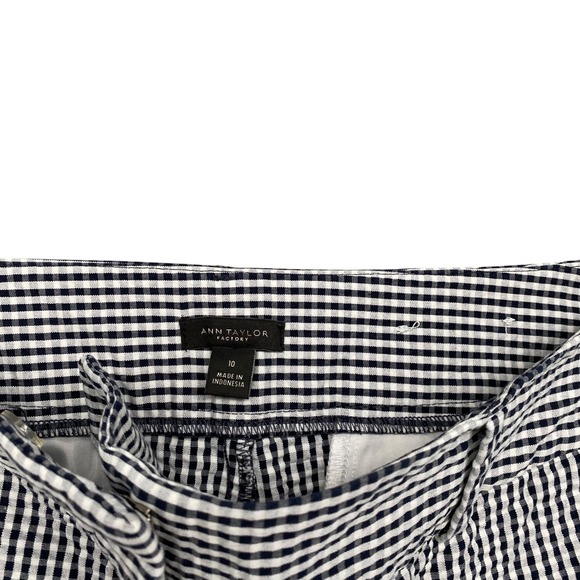 Ann Taylor Factory Gingham Cropped Pants Black White Career Casual‎ Women's 10 - Picture 8 of 11